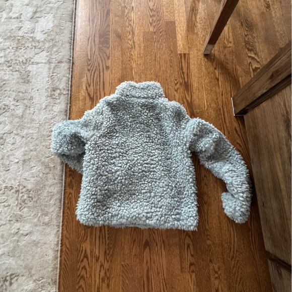 Vero Moda Virginia highNeck TEDDY JACKET modern trendy green comfy sweater - Picture 7 of 8